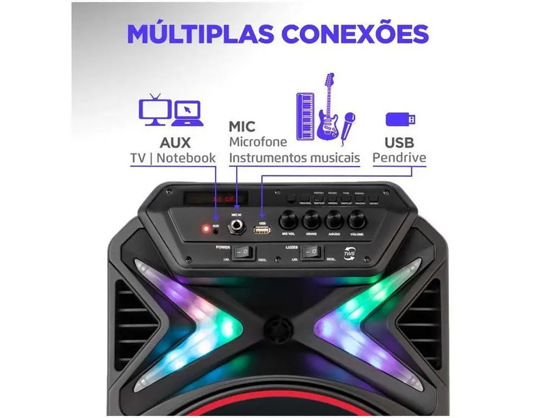 Caixa de Som Bluetooth Portátil Amplificada USB 400W CM-400 Mondial